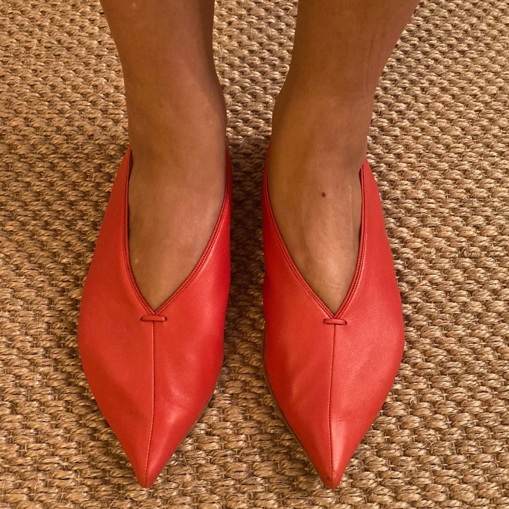 Gorgeous Celine V-Neck Flats in Poppy